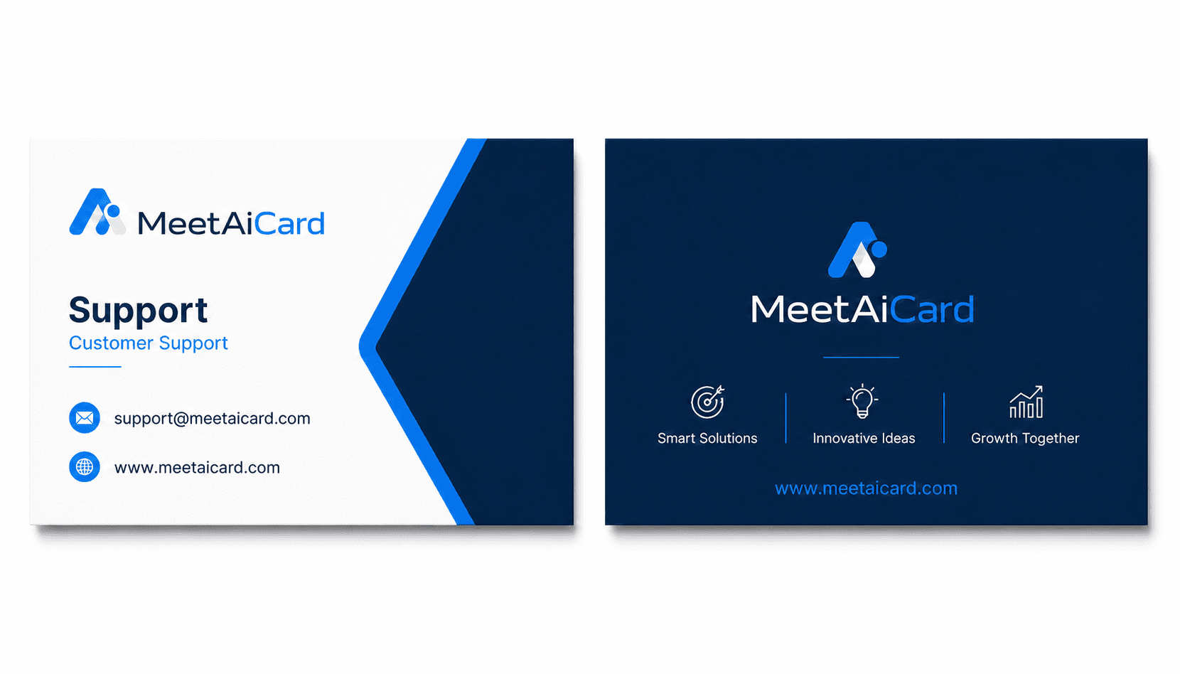 قالب بطاقة عمل AI: Matte Business Card (Minimalist · Technology · Double-sided · Wood · Light · Company) — meetaicard
